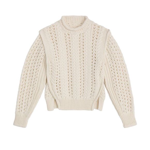 A.L.C Chandler Cotton Cable Merino wool Sweater In Off White - Picture 6 of 11